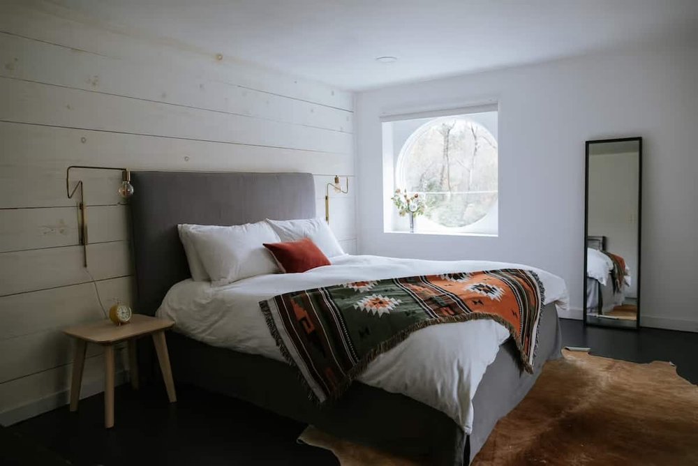 The light-filled primary suite
