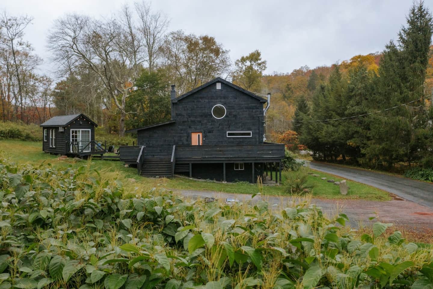 The cottage and tiny house in summer